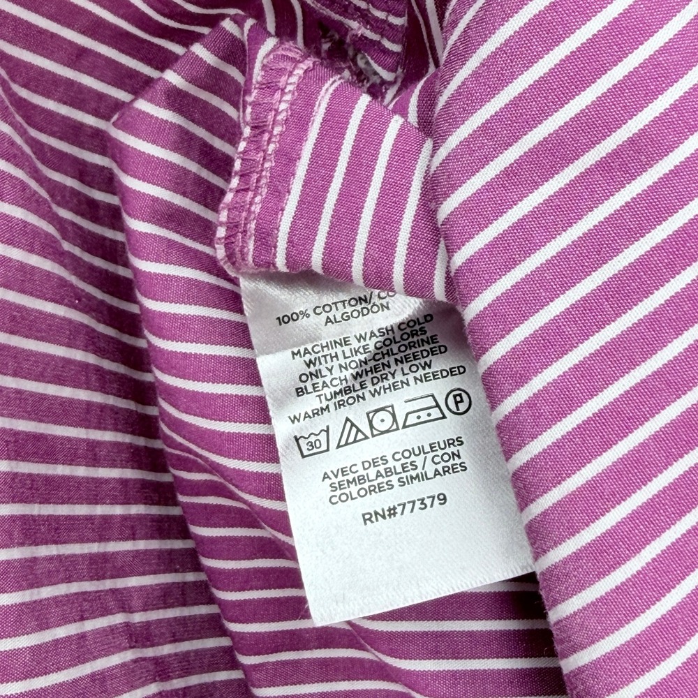 Ann Taylor Purple White Striped Cotton Button Down Shirt Womens Medium L/S - Picture 4 of 6